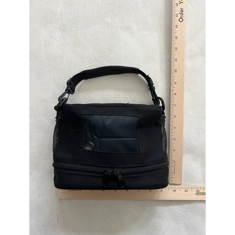 Black Canvas Small Animal Pet Carrier Bag Mesh Windows Travel Tote